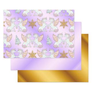 Pastel and Gold Unicorn Christmas  Sheets