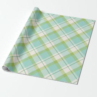 Pastel blue and green spring plaid pattern