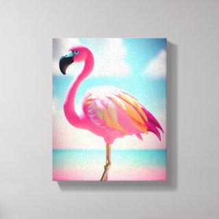 Pastel blue and pink flamingo artwork poster canvas print