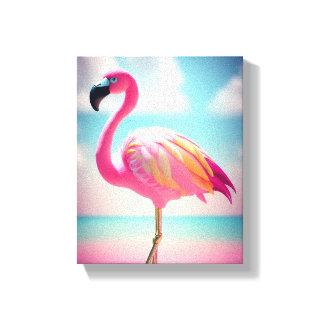 Pastel blue and pink flamingo artwork poster canvas print