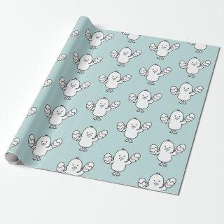 Pastel Blue Cute Easter Chick & Eggs Pattern