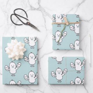 Pastel Blue Cute Easter Chick & Eggs Pattern  Sheets