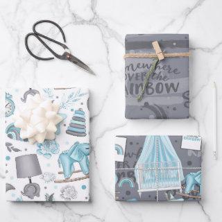 PASTEL BLUE & GRAY BABY ITEMS FLOWERS TOYS  SHEETS