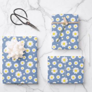 Pastel Blue with Yellow White Daisy Flower Pattern  Sheets