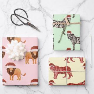 Pastel Christmas Safari Animals | Lion Zebra Tiger  Sheets
