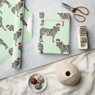 Pastel Christmas Safari Animals Mint Zebra