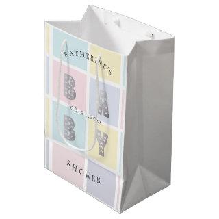 Pastel Color Block Gold Baby Shower  Medium Gift Bag