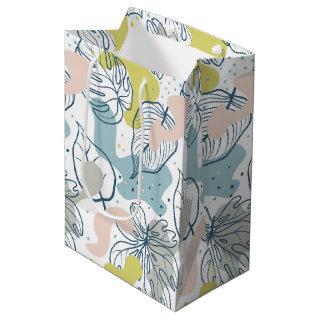 Pastel colors leaves and organic shapes pattern medium gift bag