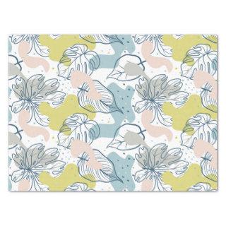 Pastel colors leaves and organic shapes pattern tissue paper