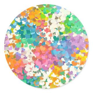 Pastel Confetti Hearts Classic Round Sticker