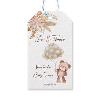 Pastel cream brown boho dried flowers baby showe gift tags