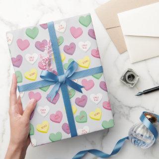 Pastel Custom Conversation Candy Hearts Gift Wrap