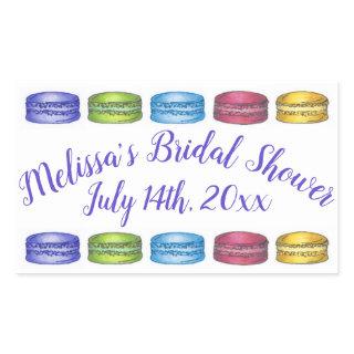 Pastel French Macaron Cookies Bridal Shower Party Rectangular Sticker
