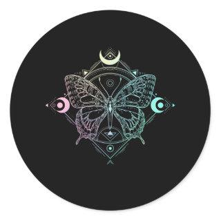 Pastel Goth Moon Gothic Wicca Crescent Butterfly Classic Round Sticker