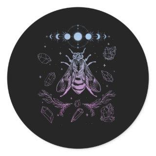 Pastel Goth Moon Insect Gothic Wicca Crescent Bee Classic Round Sticker