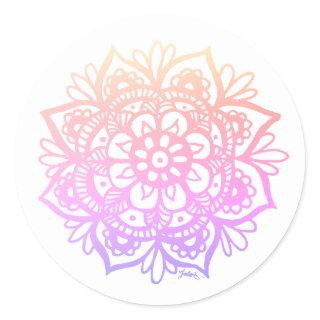 Pastel Gradient Mandala Flower Classic Round Sticker