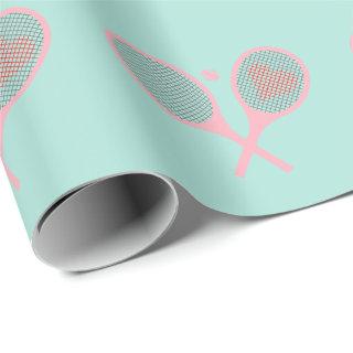 Pastel Heart Tennis Player Racquets Ball Design