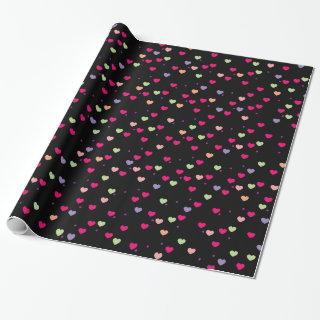 Pastel Hearts Pattern on Black