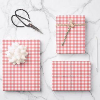 Pastel Melon Orange Gingham Check Pattern  Sheets