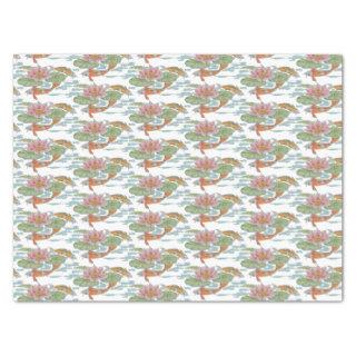 Pastel Orange Koi Fish Pink Flower Spring Garden W Tissue Paper
