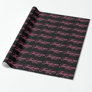 Pastel Pink And Black Thank You Pattern