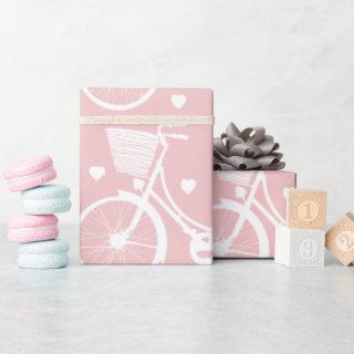 Pastel Pink  and White Vintage Retro Bicycle   Wra