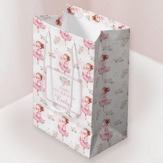 Pastel pink ballerina birhtday paper gift bags