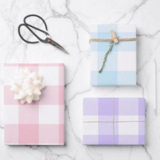 Pastel Pink Blue and Purple Easter Gingham Multi  Sheets