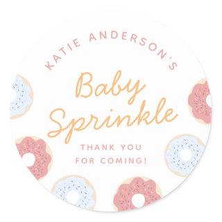 Pastel Pink Blue Donuts Baby Sprinkle Thank You Classic Round Sticker