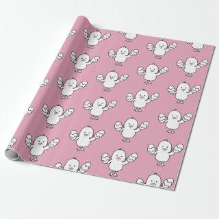 Pastel Pink Cute Easter Chick & Eggs Pattern