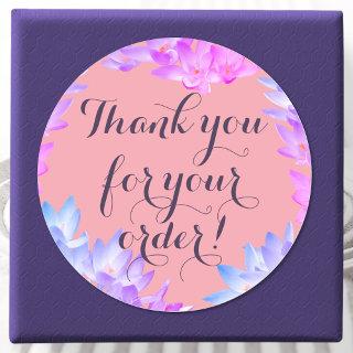 Pastel Pink Flower Frame Romantic Cute Thank You Classic Round Sticker