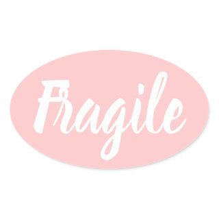 Pastel pink fragile trendy modern business oval sticker