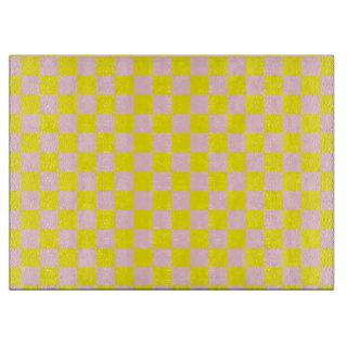 Pastel Pink Yellow Checkered Checkerboard Vintage Cutting Board