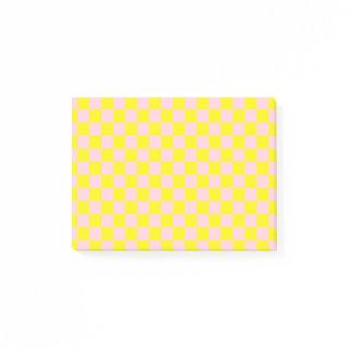 Pastel Pink Yellow Checkered Checkerboard Vintage Post-it Notes