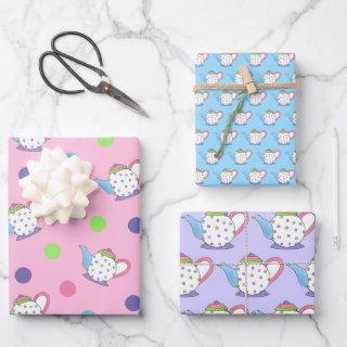 Pastel Polka Dot Teapot Afternoon Tea Party Pot  Sheets