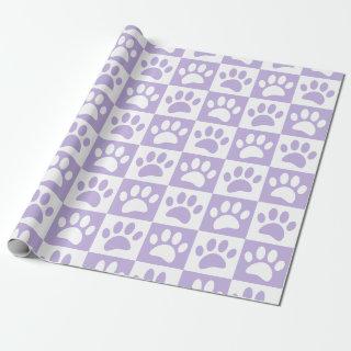 Pastel Purple And White Dog Paws In Squares Custom