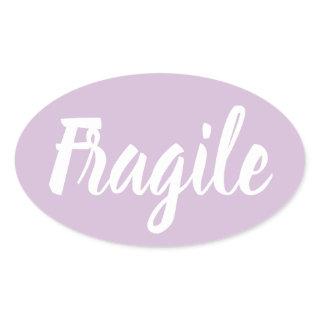 Pastel purple fragile trendy modern business oval sticker