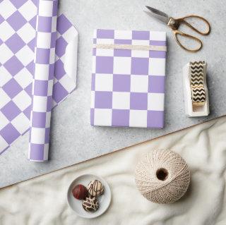 Pastel Purple White Checkered Checkerboard Vintage