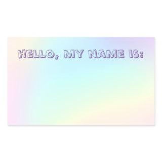 Pastel Rainbow Aesthetic Birthday Party Nametag Rectangular Sticker