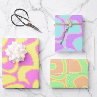 Pastel Rainbow Groovy Retro Fluid Art Unique  Sheets