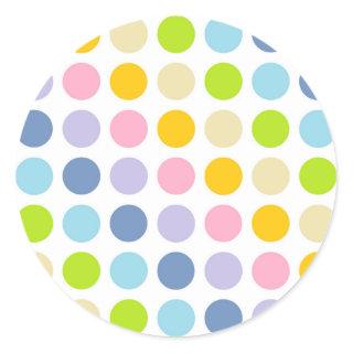 Pastel Rainbow Polka Dots Classic Round Sticker