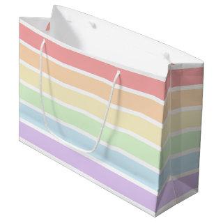 Pastel Rainbow Striped Large Gift Bag