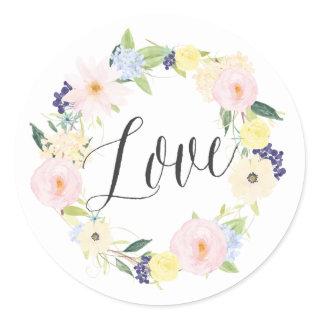 Pastel Spring Floral Wreath | Love Stickers