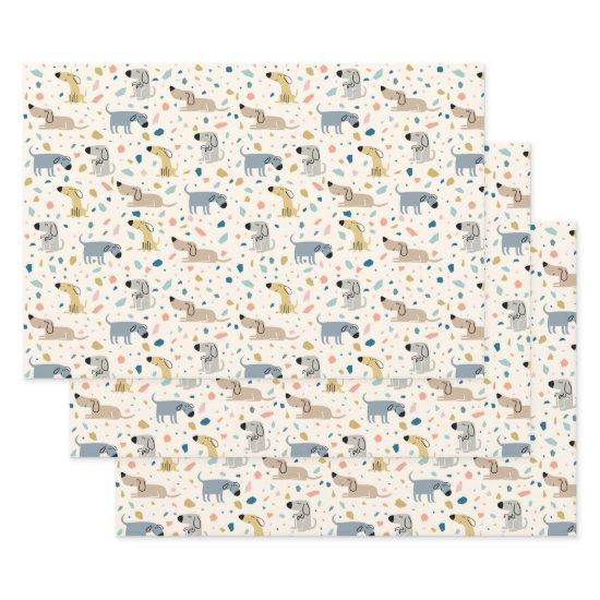 Pastel Terrazzo Funny Cute Dog Pattern  Sheets