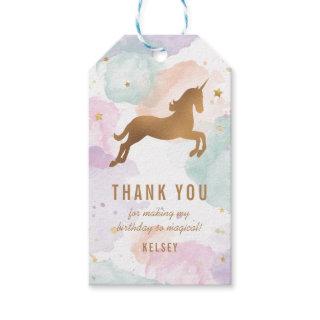 Pastel Unicorn Birthday Thank You Gift Tags