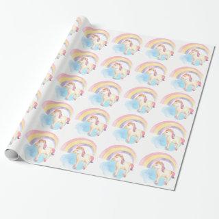 Pastel Unicorn on Cloud, Rainbow