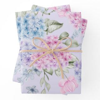 Pastel Watercolor Mixed Color Hydrangea Flowers   Sheets