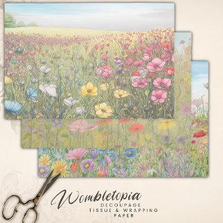 Pastel Wildflower Fields | Heavyweight Decoupage   Sheets