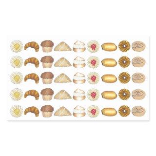 Pastry Tray Croissant Danish Muffin Baked Goods Rectangular Sticker