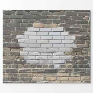 Patched Grey and White Brick Wall